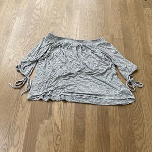 Knox Rose Women’s White Black Striped Stretchy Off The Shoulder Rayon Shirt Top